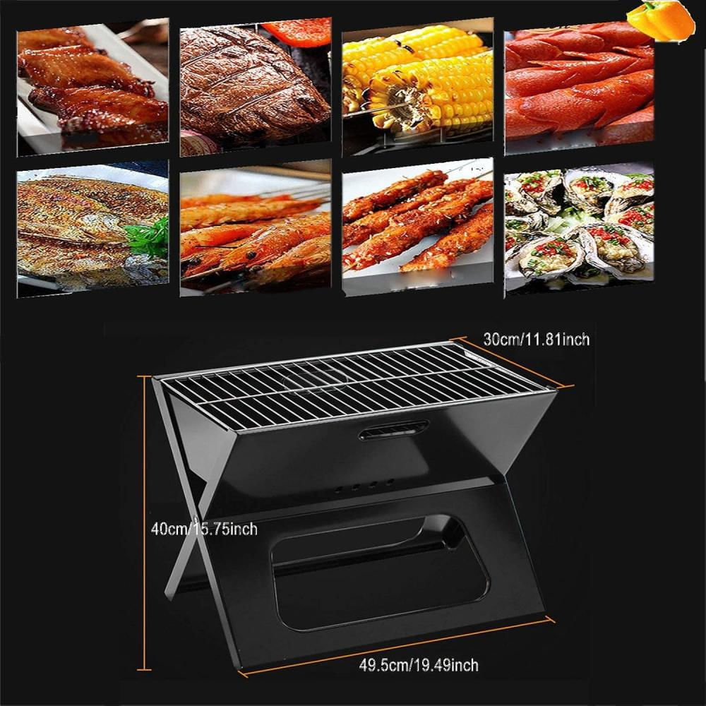 Asador Portatil Plegable De Carbon Acero Inoxidable 48X30cm img #3