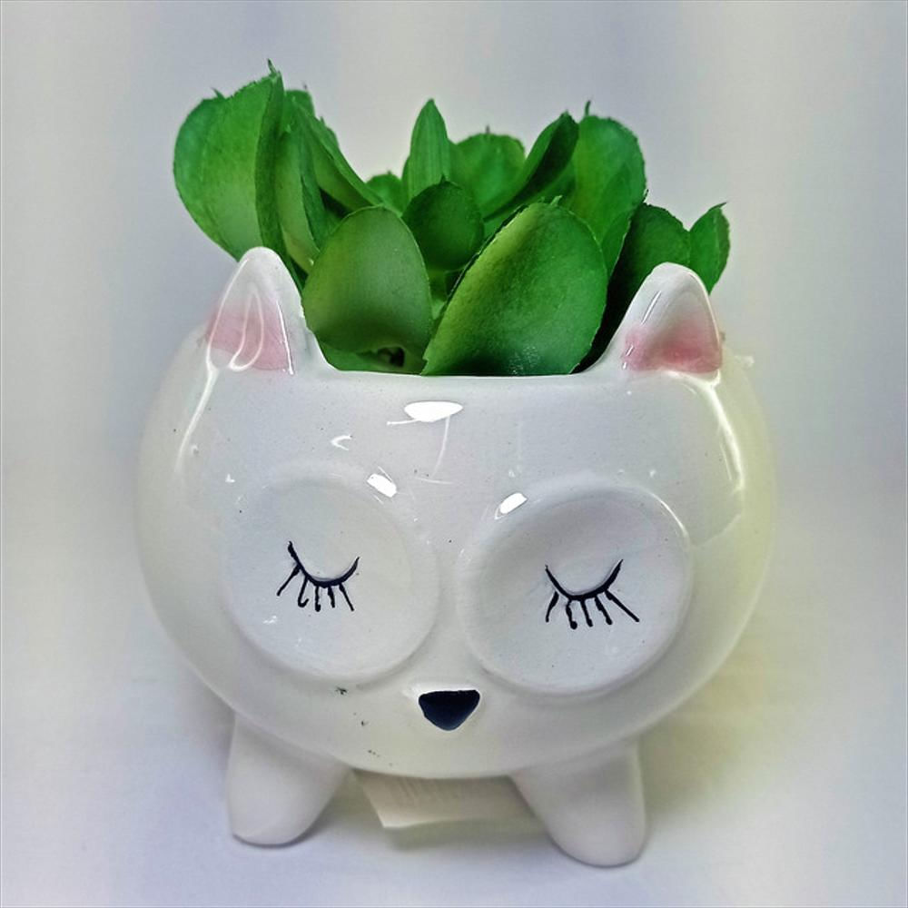 Matera Gato Maceta Con Forma De Gato Planta Artificial img #2