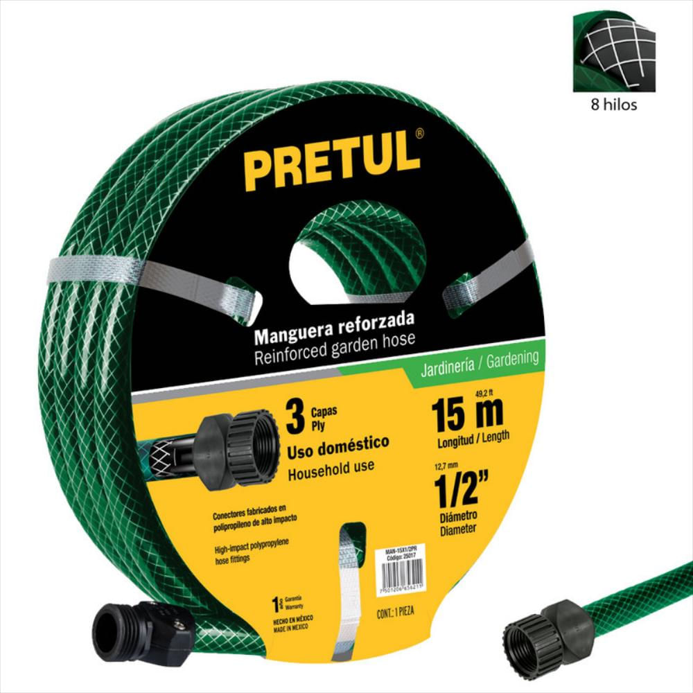 Manguera 1/2 Pulgadas Con 3 Capas 15 M, Pretul