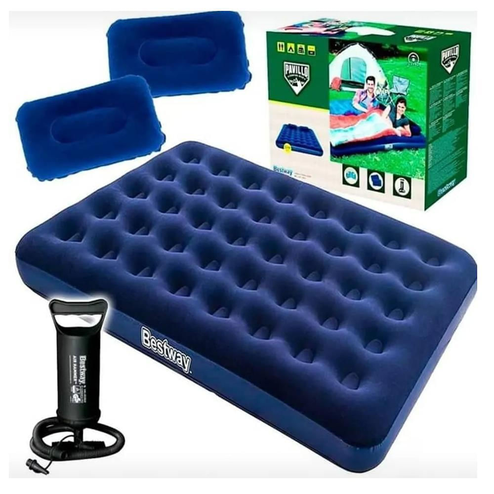Colchon Inflable Doble + 2 Almohadas + 1 Inflador