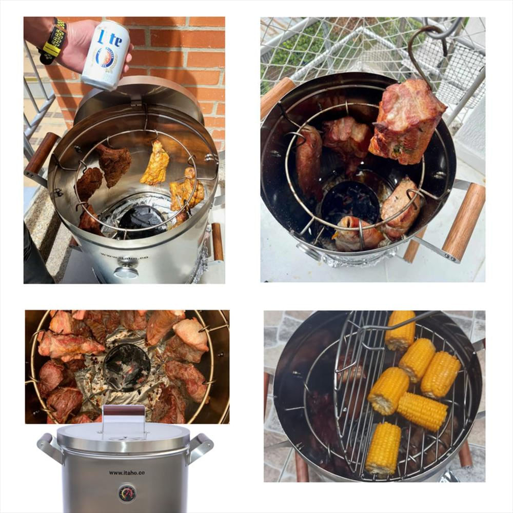 Asador De Barril Mediano Acero Inoxidable Familiar