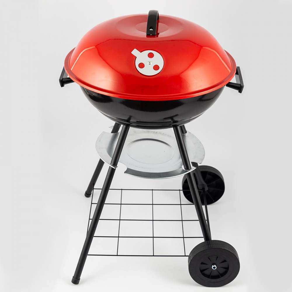 Asador Carbón Parrilladas Barbacoas Bbq Con Ruedas Color Negro Con Rojo
