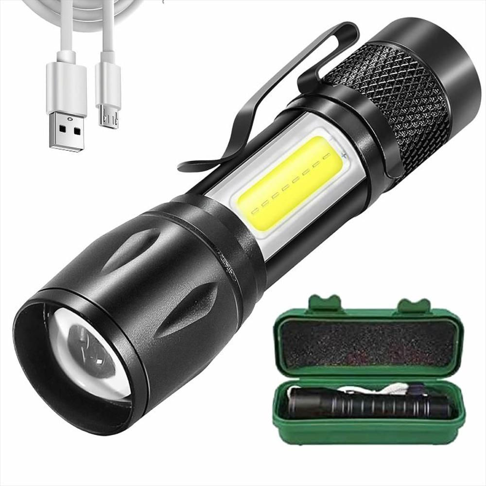 Linterna Tactica De Bolsillo Luz Led 3 Modos Recargable Usb Camping