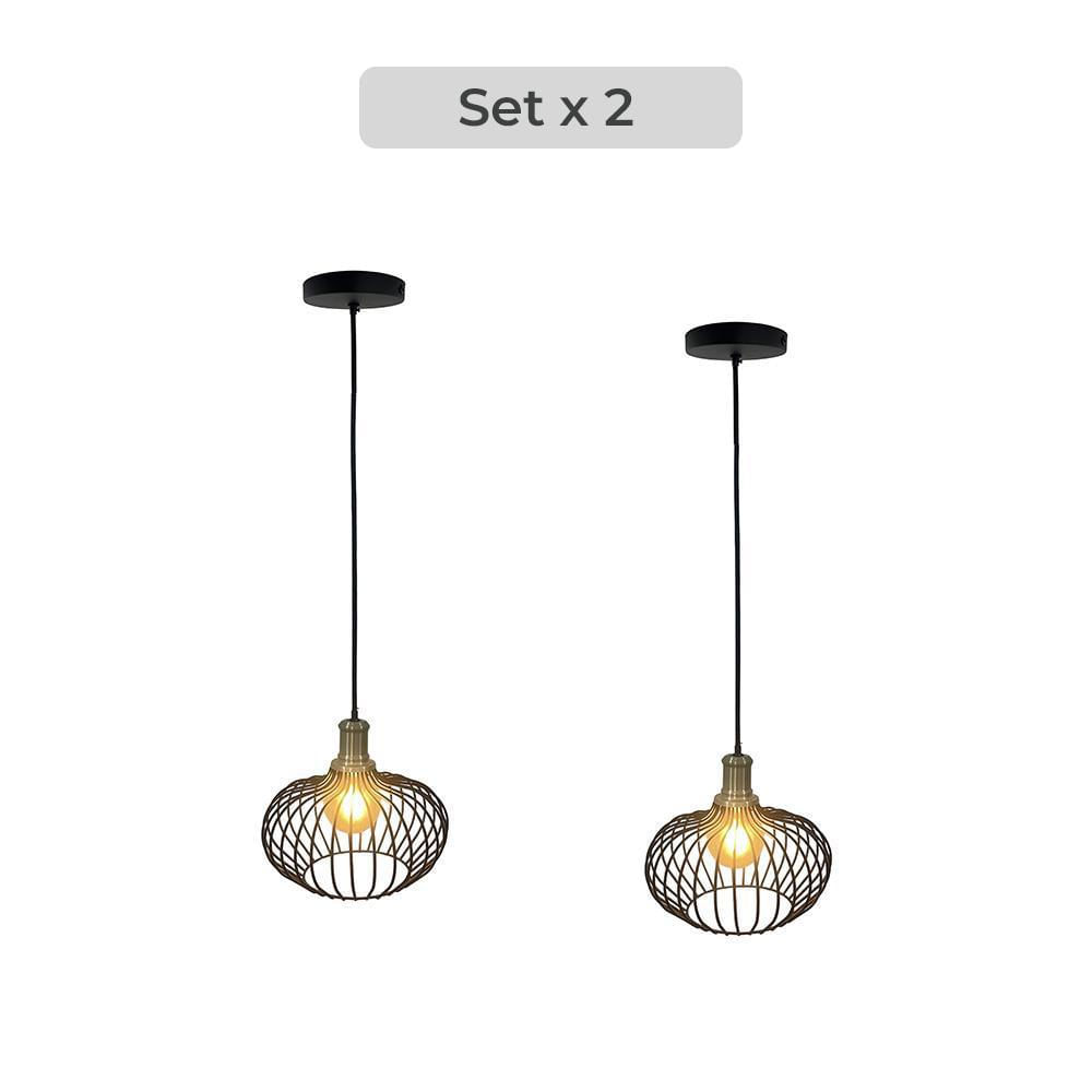 Set X 2 Lámpara Decorativa De Techo Palu Con Base Rejilla Y Acabado Personalizado