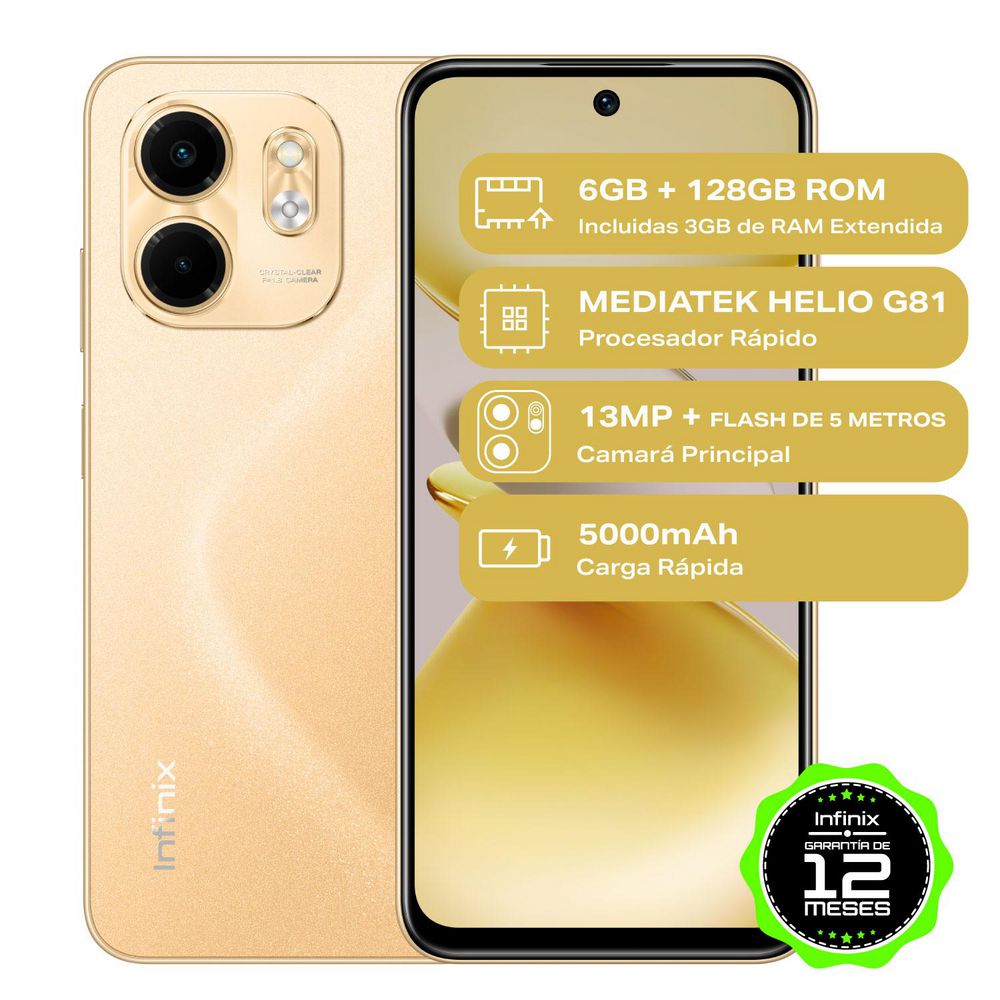 Celular INFINIX SMART 9 128 GB 3 GB RAM Dorado