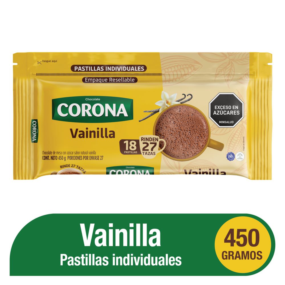 Chocolate de mesa CORONA VAINILLA PASTILLADO (450  gr)
