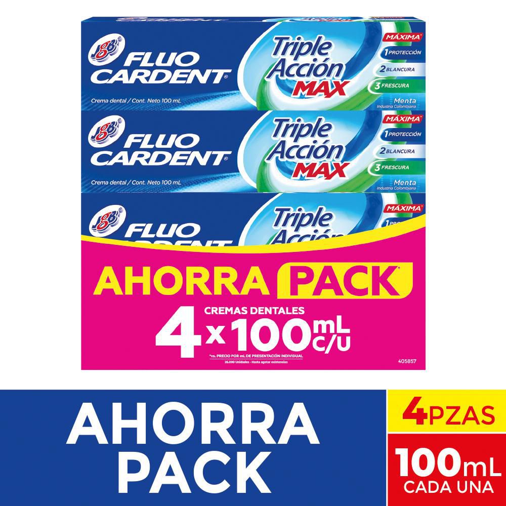 Crema dental FLUOCARDENT triple acción max x4und (400 ml)
