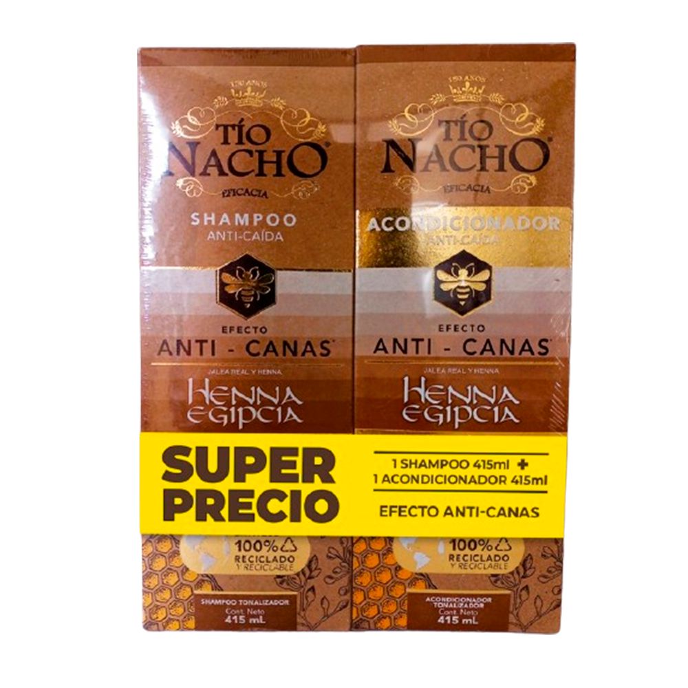 Shampoo TIO NACHO anti canas + acondicionador (830 ml)