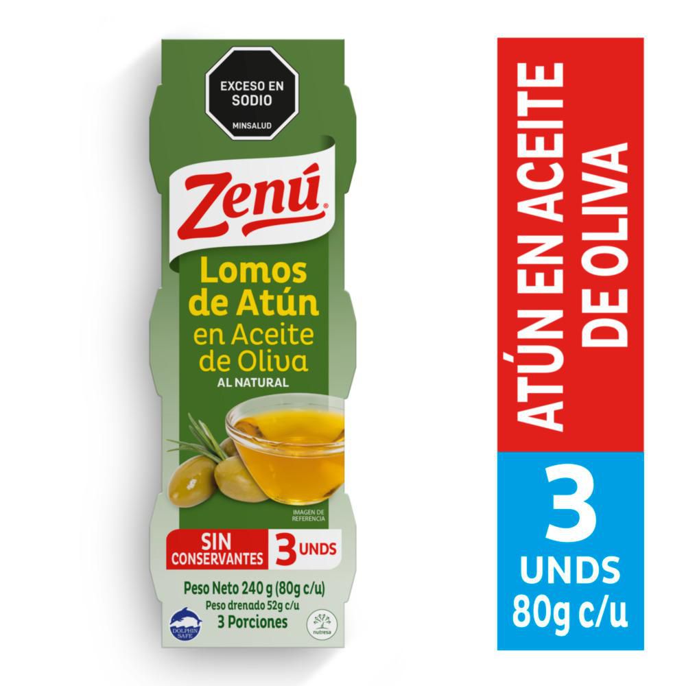 Atún ZENU lomos en aceite de oliva x3und (156 gr)
