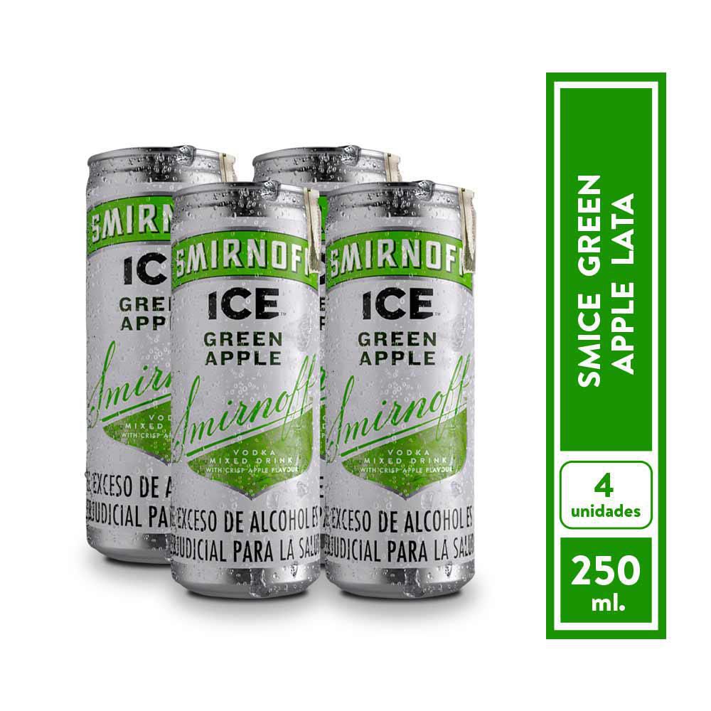 Coctel SMIRNOFF ice green apple x4und en lata (1000  ml)