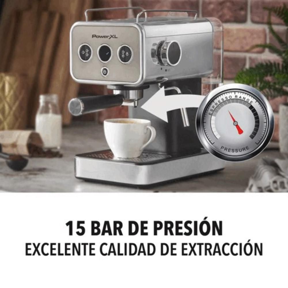 MAQUINA ESPRESSO POWER XL ACERO INOXIDA, 15 BARES DE POTENCIA  Plateado EM01120SPLA img #4
