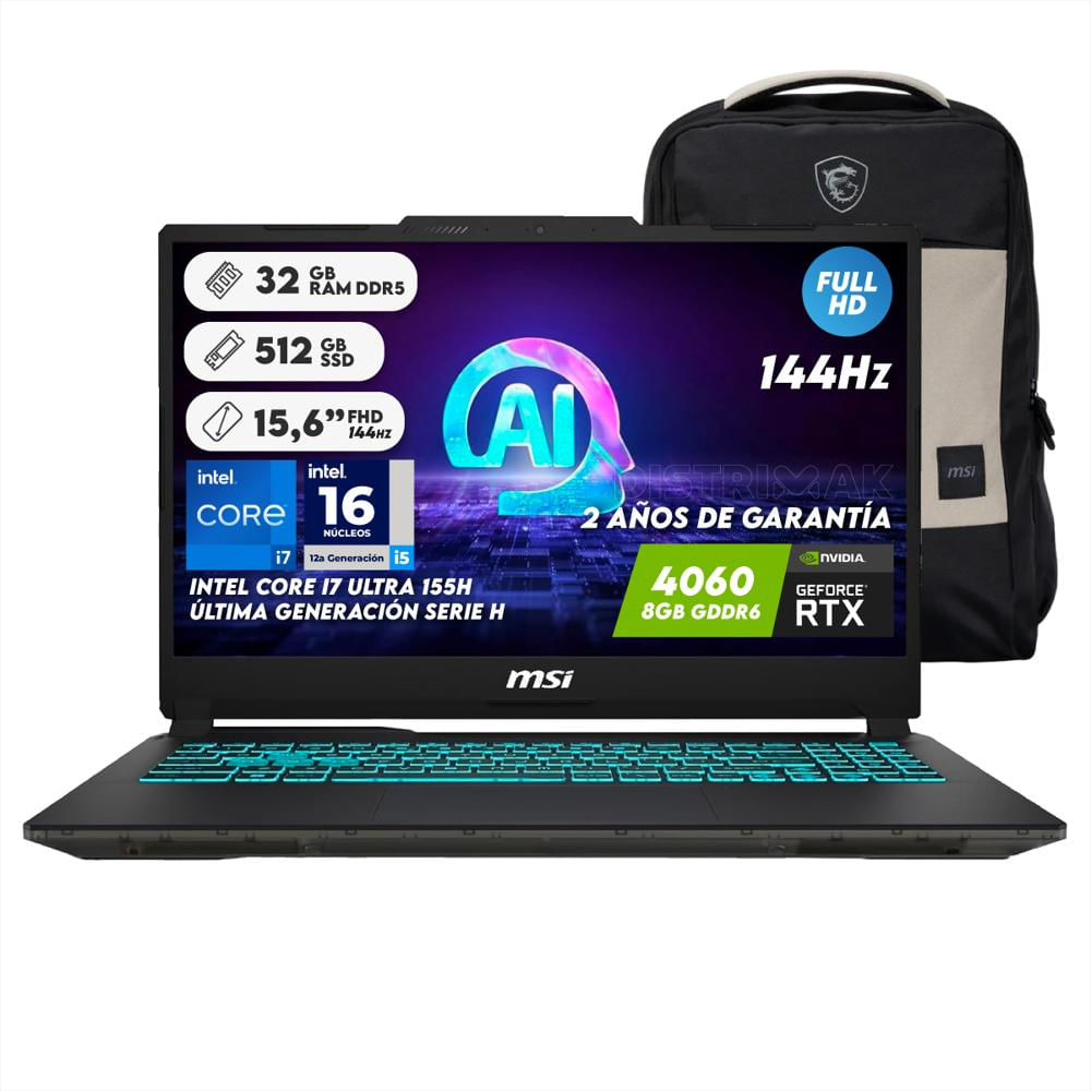 Portatil Gamer Msi Intel Core I7 Ultra 155H Ram 32Gb Ssd 512Gb Rtx 4060 img #1