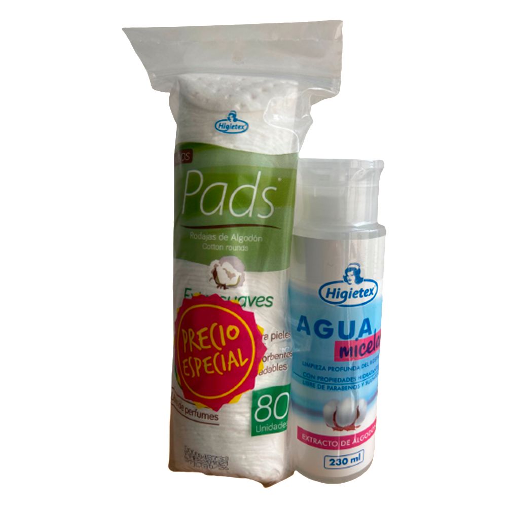 Pads + Agua Micelar HIGIETEX  (2  und) img #1