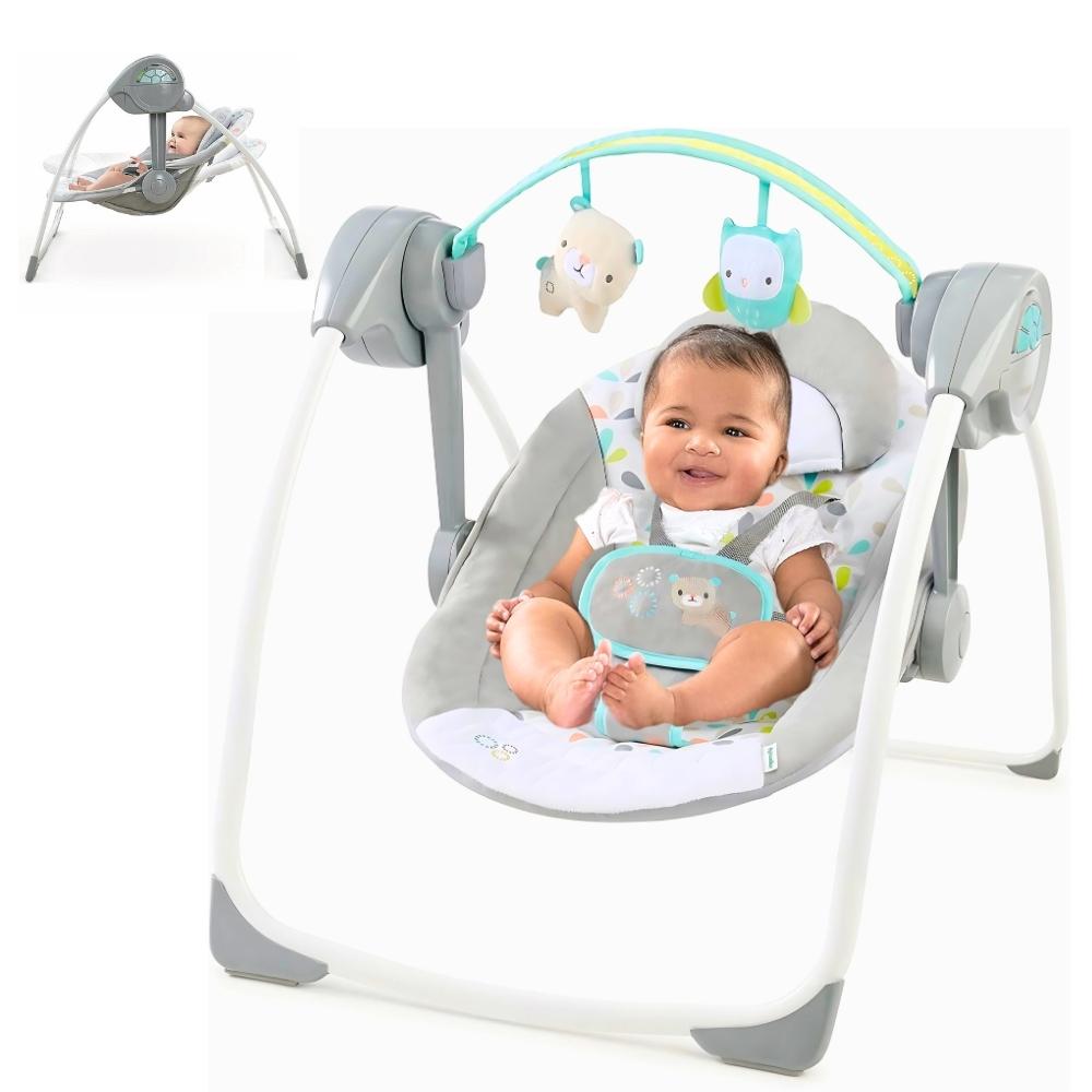 Silla Mecedora Electrica Bebes Musical Reclinable Y Plegable Gris