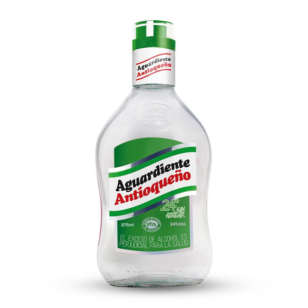 Aguardiente ANTIOQUENO verde sin azúcar media (375 ml)