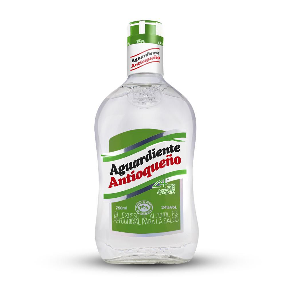 Aguardiente ANTIOQUENO verde sin azúcar botella (750 ml)