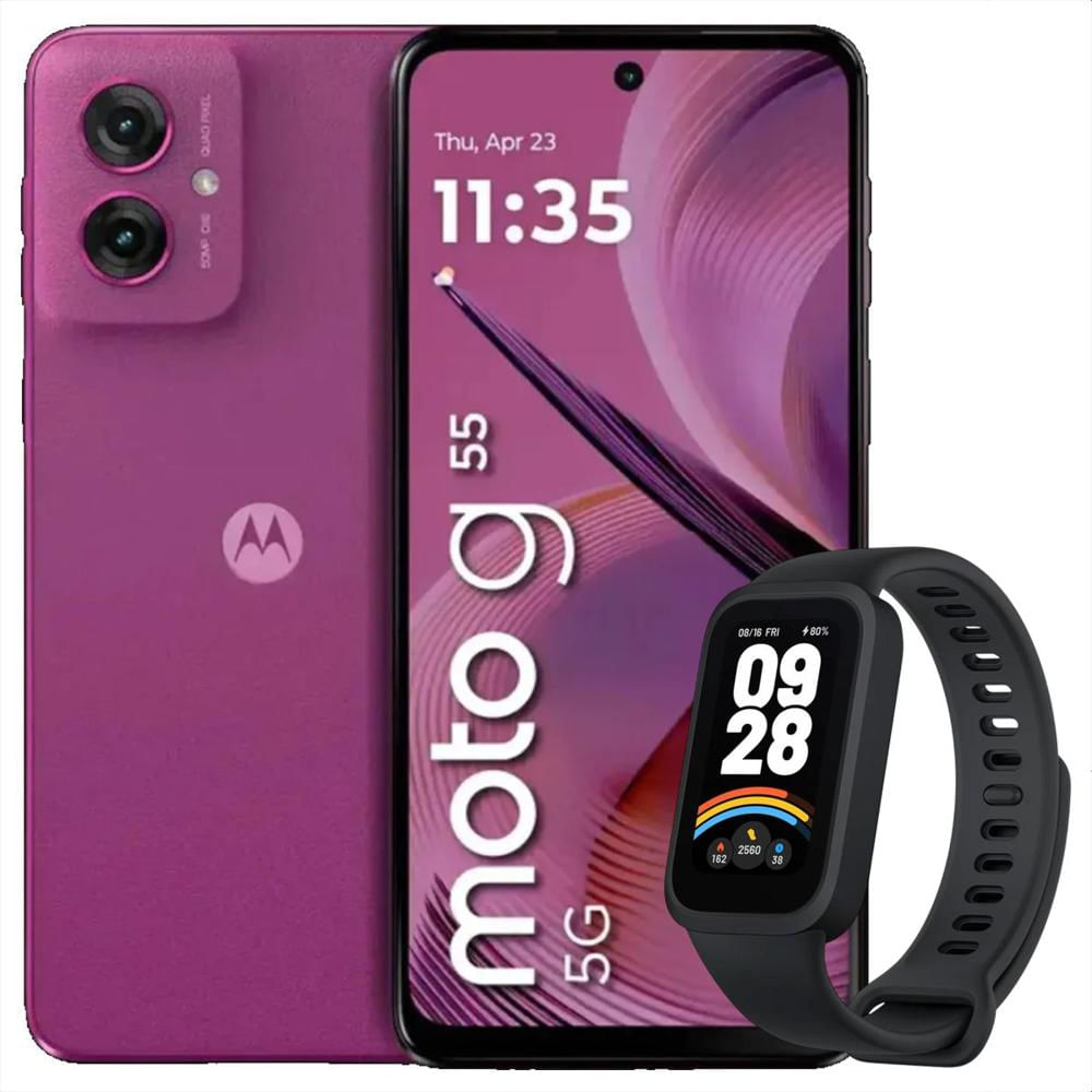 Celular Motorola Moto G55 5G 256Gb /8Gb Pink + Band 9 Active Blk