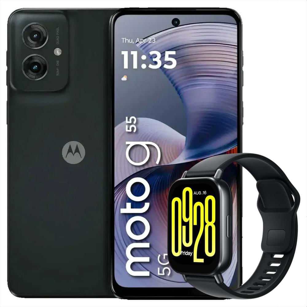 Celular Motorola Moto G55 5G 256Gb /8Gb Blk + Watch 5 Active Blk