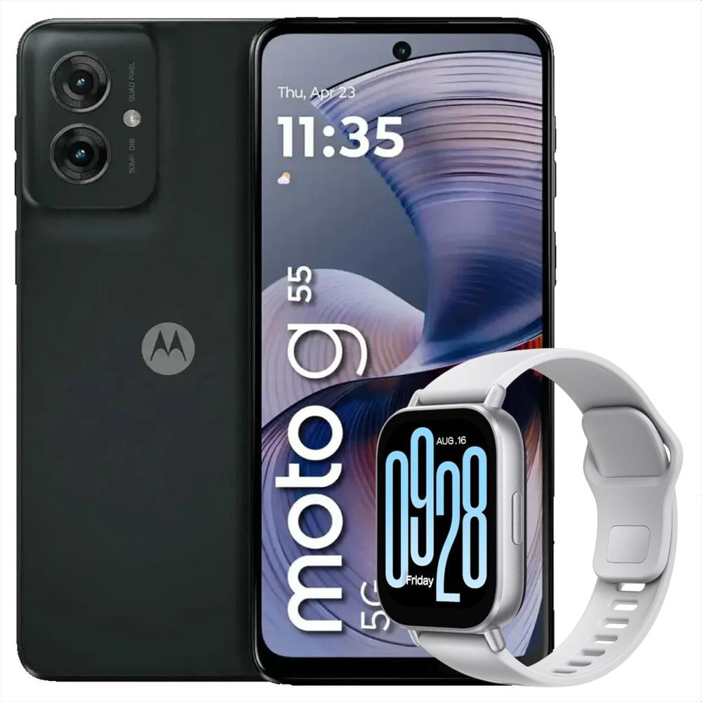 Celular Motorola Moto G55 5G 256Gb /8Gb Blk + Watch 5 Active Slv