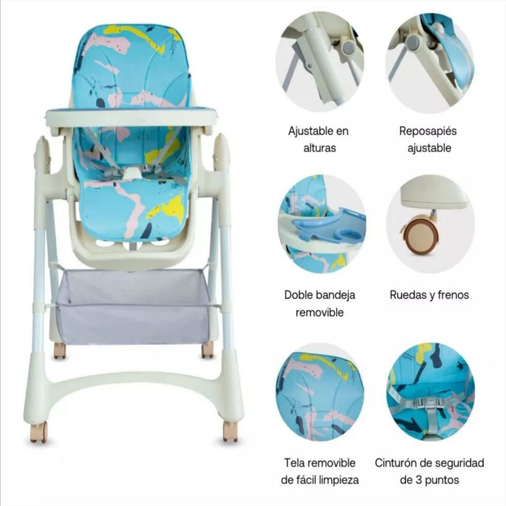 Silla Comedor Para Bebes Azul img #1