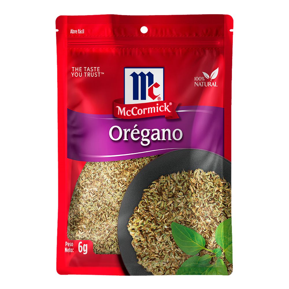 Especia Pura MCCORMICK MARCA EXCLUSIVA Oregano entero (6 gr)