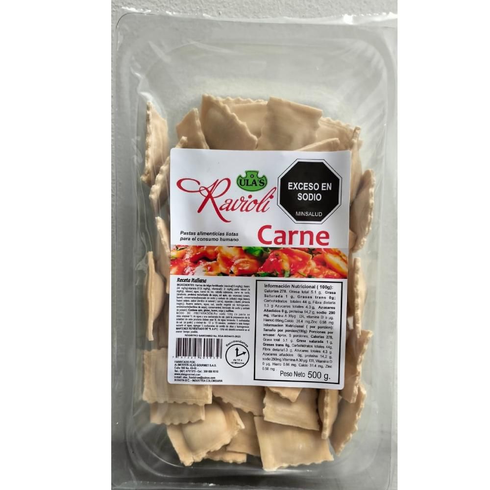 RAVIOLIS DE CARNE ULAS 500 gr
