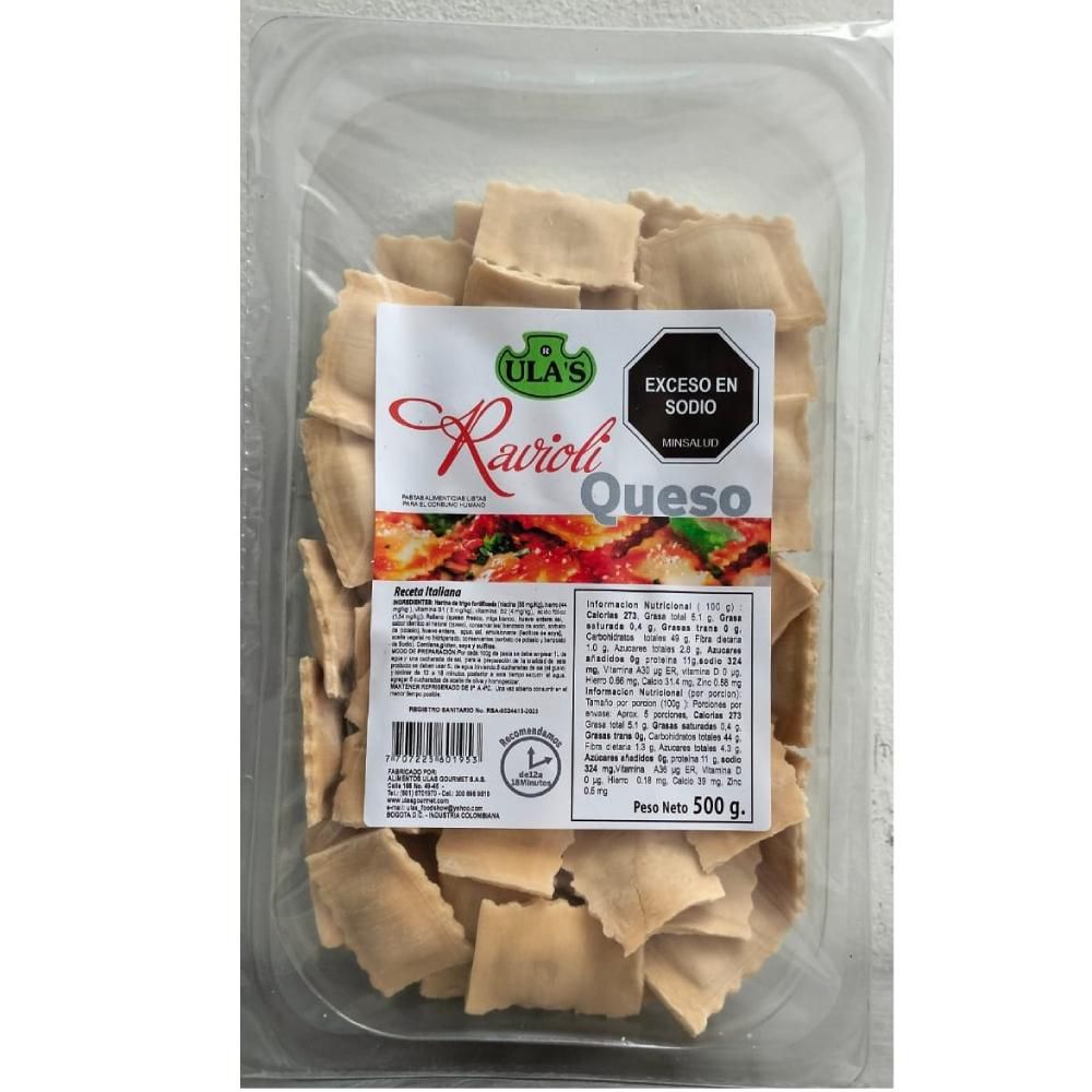 RAVIOLIS DE QUESO ULAS 500 gr