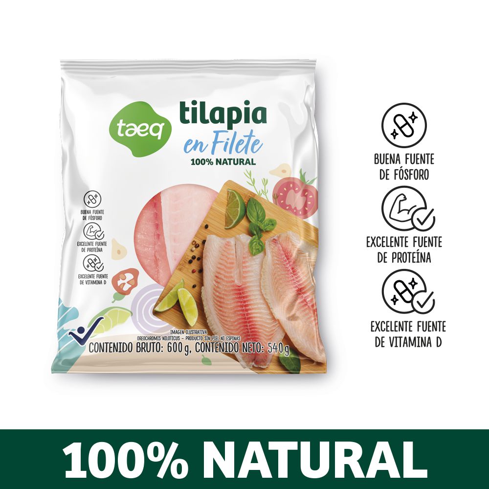 Filete de tilapia o mojarra TAEQ congelada (540 gr)