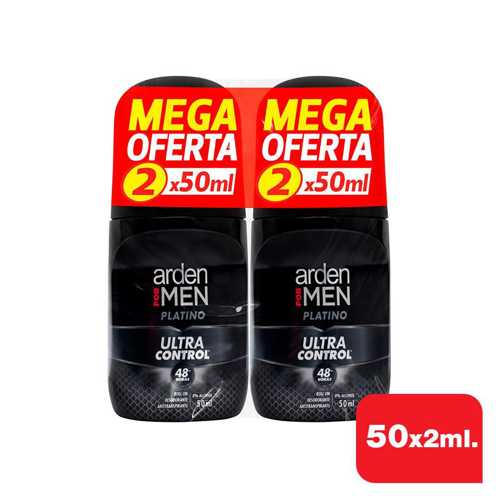 Desodorante ARDEN FOR MEN Roll on platino ultra control x2und (100  ml)