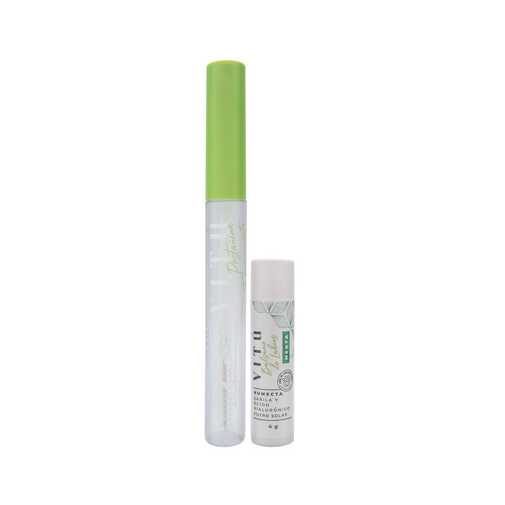 Pestañina VITU Transparente + balsamo de labios (2 und)