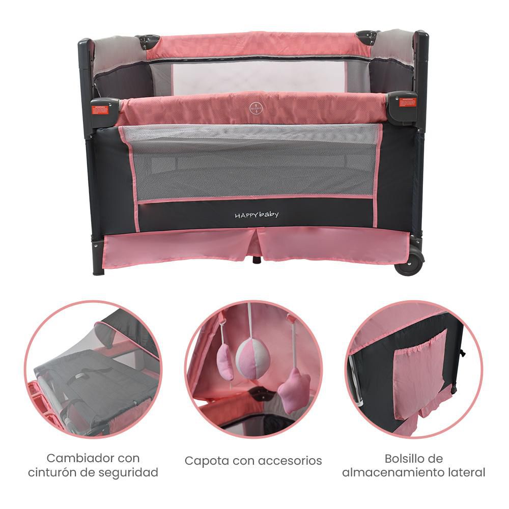 Cuna Colecho Bebé HAPPY BABY SILVER N ROSA img #4