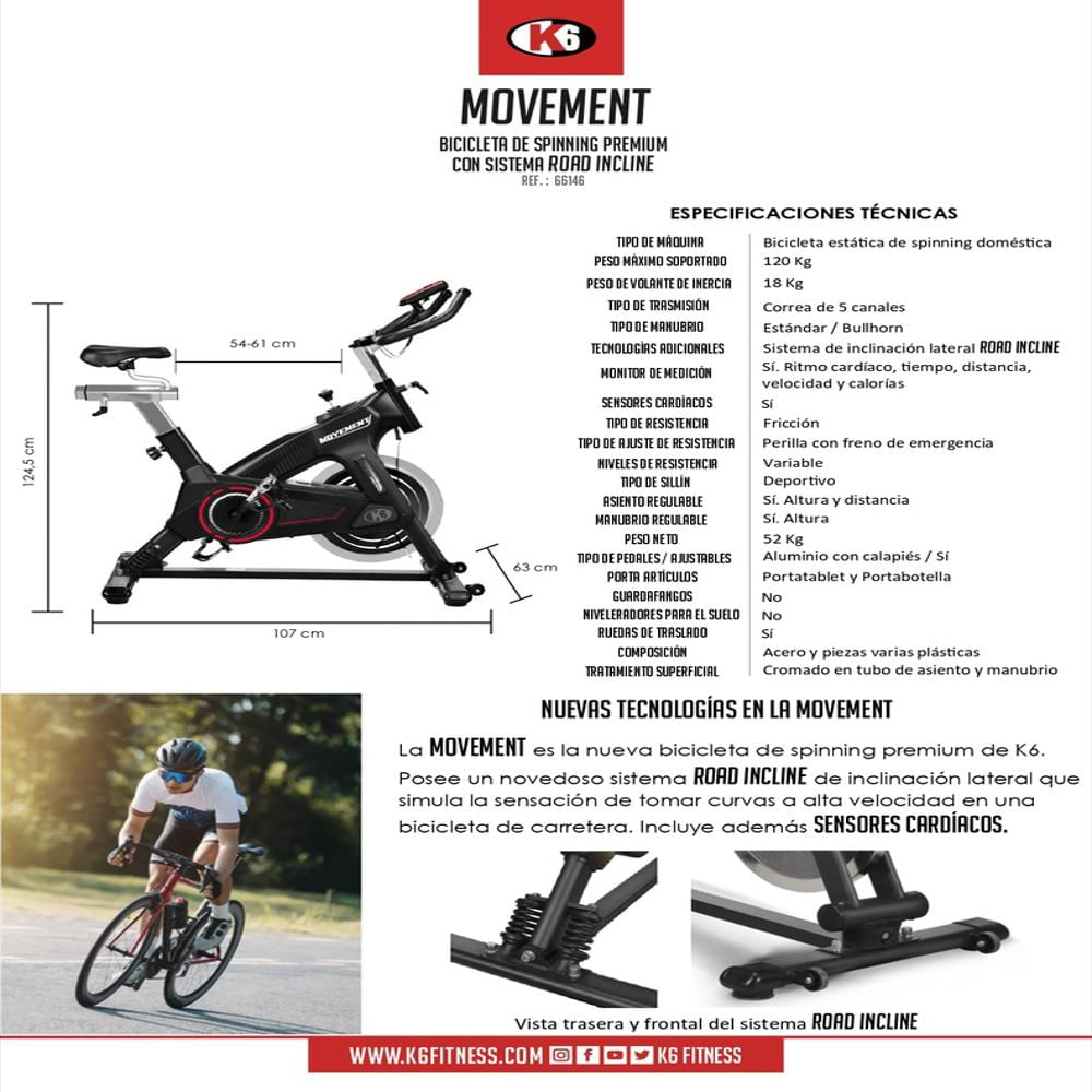 Bicicleta De Spinning Movement K6 18 Kg img #2
