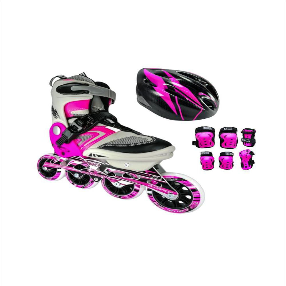 Patines En Linea Semiprofesionales Canariam Speed Bolt Con Protecciones Fucsia L (37 Ajustables A 40)