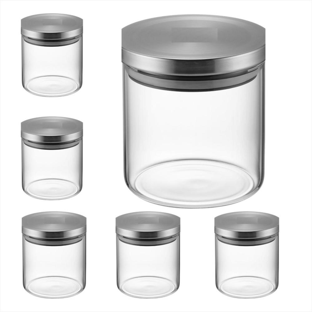 Frascos Vidrio Tarros Con Tapa En Acero 8Cm X 8Cm (Set X 6 ) img #1