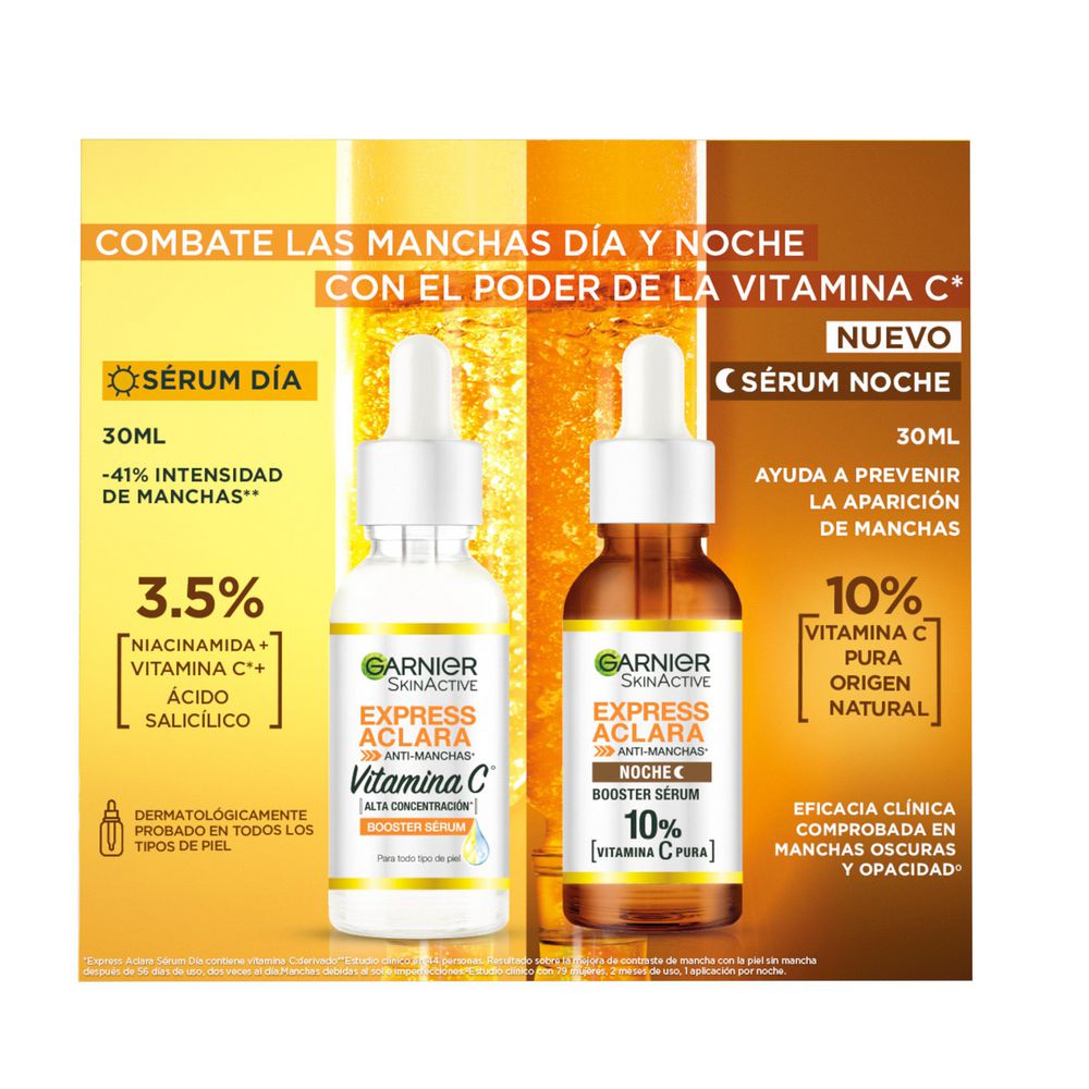 Pack Serum GARNIER SKIN ACTIVE PACK ACLARA SERUM DIA + SERUM (60 ml)