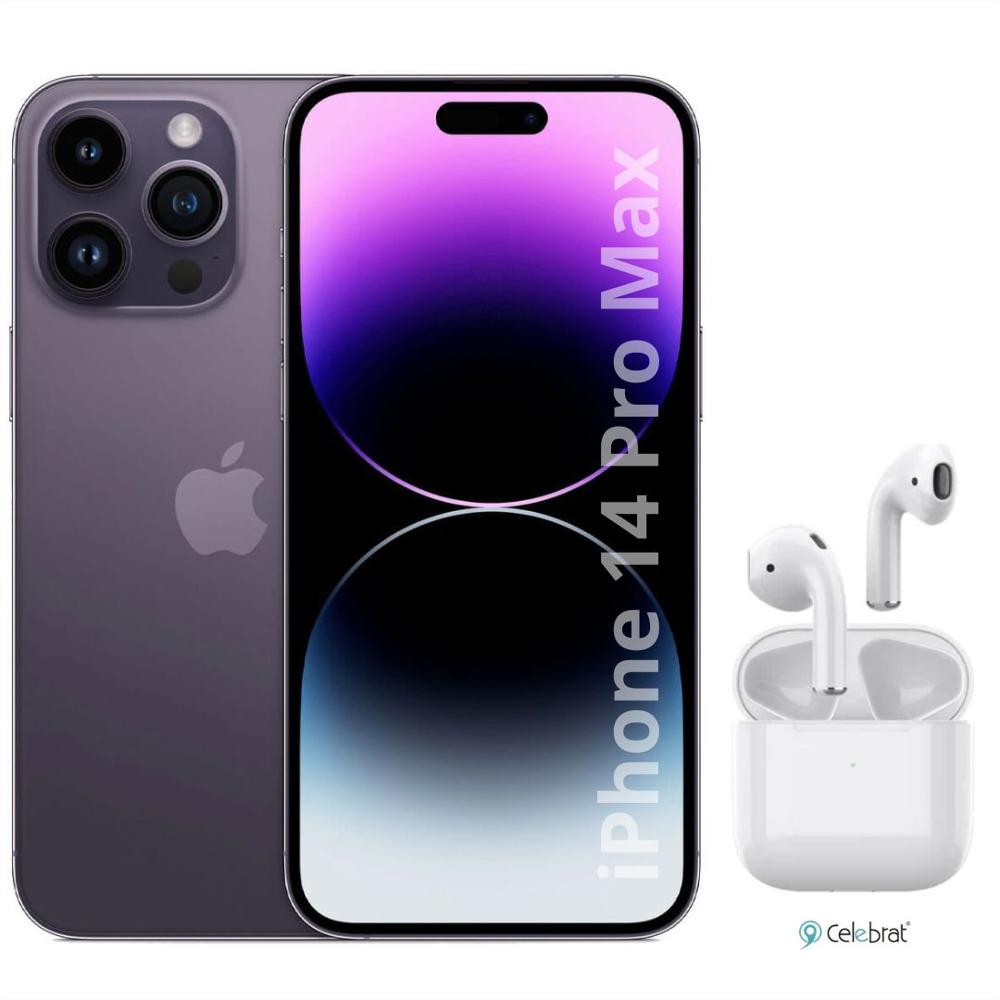 Iphone 14 Pro Max 256Gb Morado Reacondicionado + Audifinos Tws Pro Blancos
