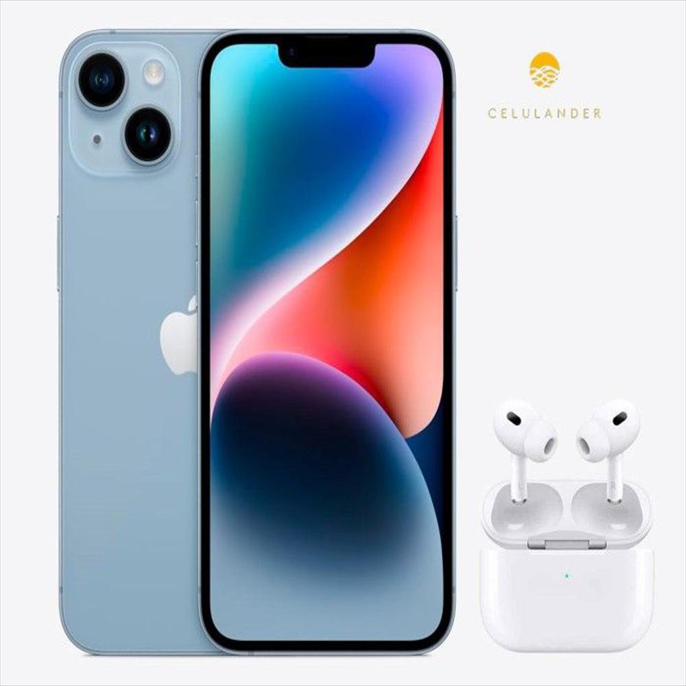Iphone 14 128Gb Azul Reacondicionado + Audifonos