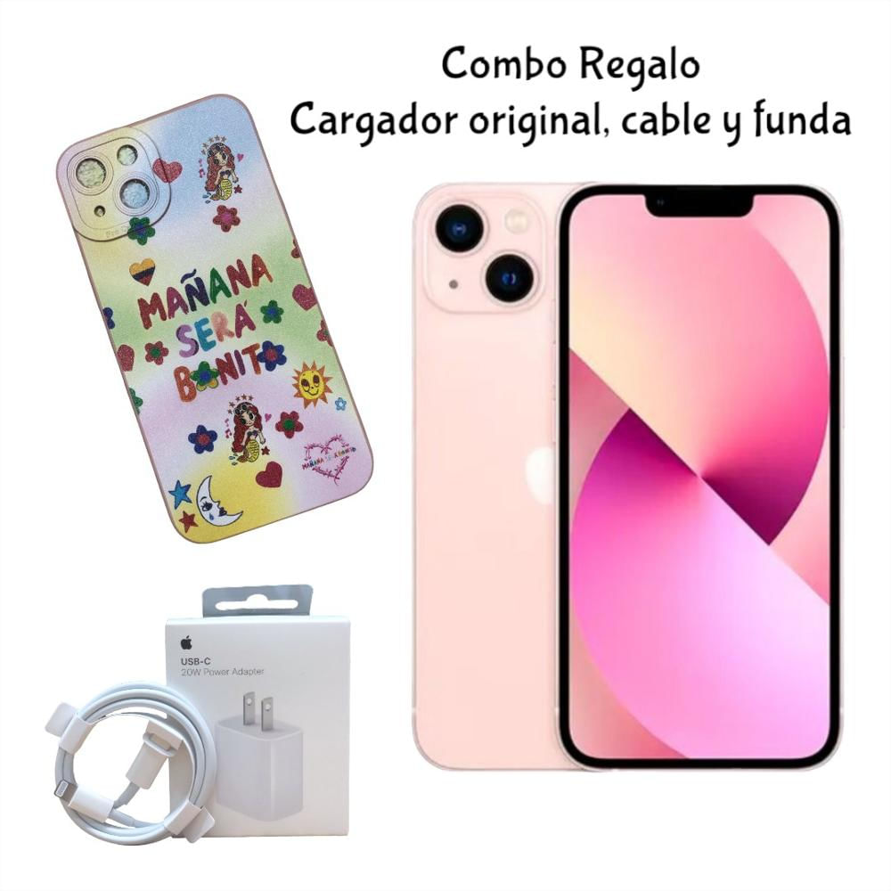 Iphone 13 128Gb Rosa Reacondicionado + Regalo Cargador Y Cable Originales Y Carcasa
