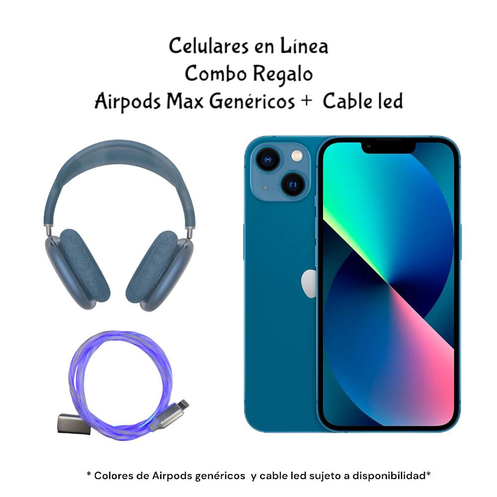 Iphone 13 128Gb Azul Reacondicionado + Regalo Airpods Max Genéricos Y Cable Led