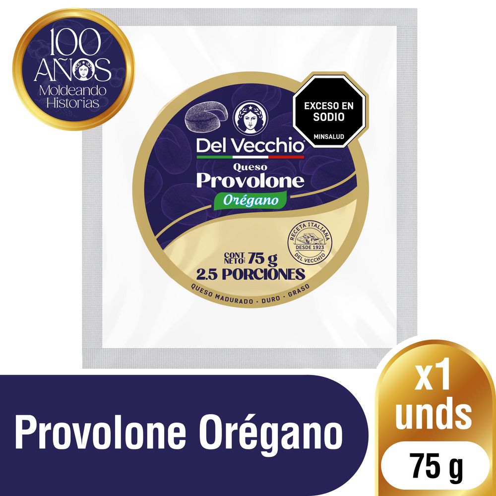 Queso DEL VECCHIO Provolone orégano rodaja (75 gr)