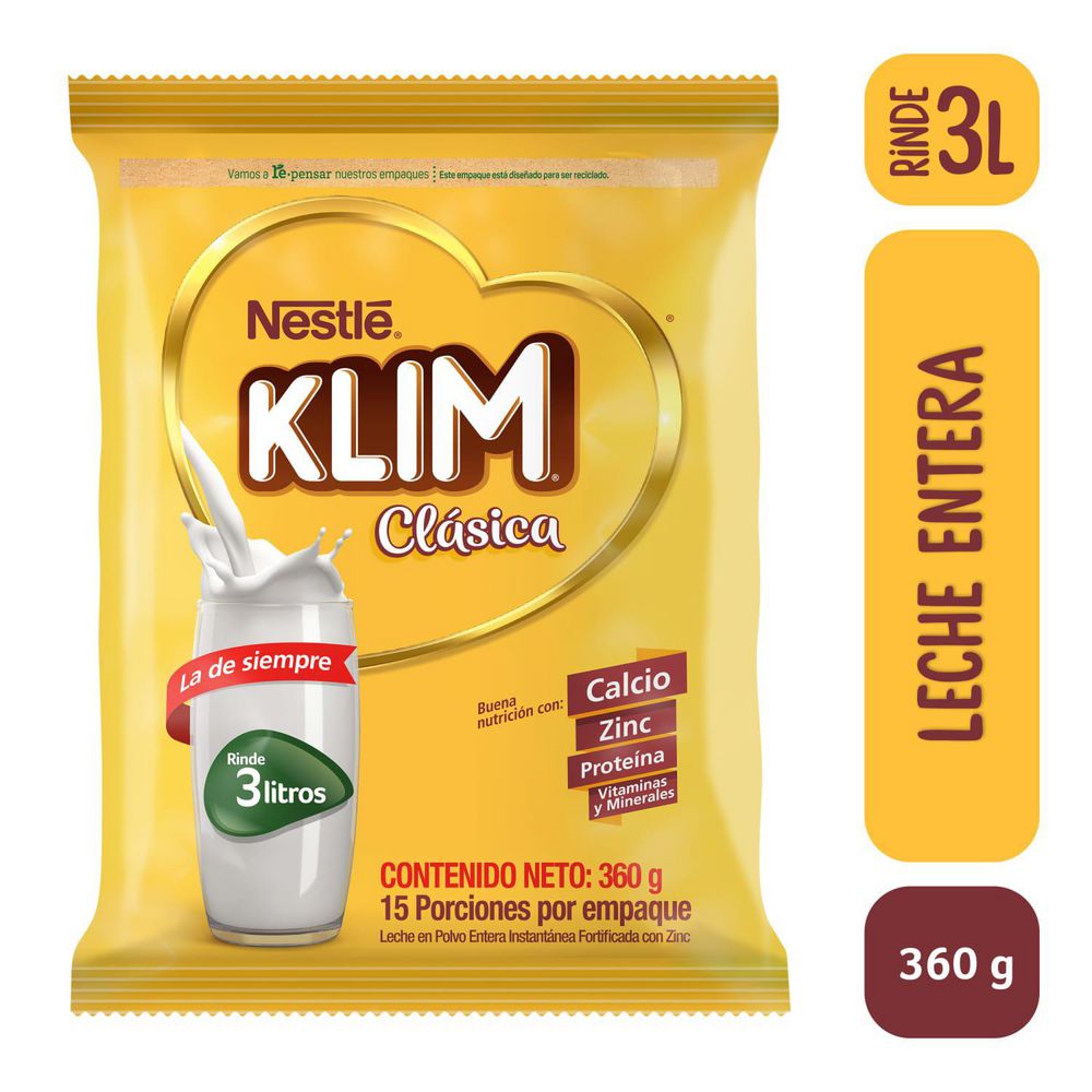 Leche en polvo KLIM Clásica bolsa (360 gr)