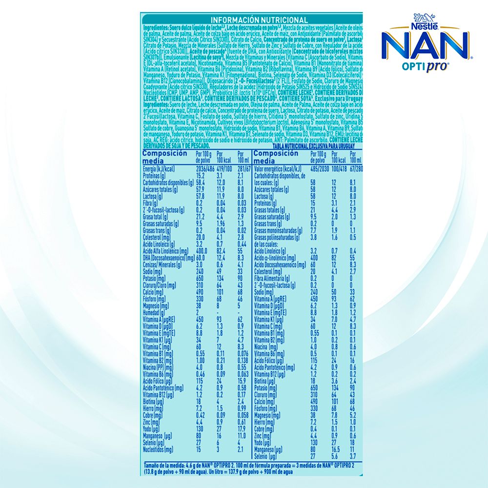 Fórmula infantil NAN Optipro 2 lata (400  gr) img #7