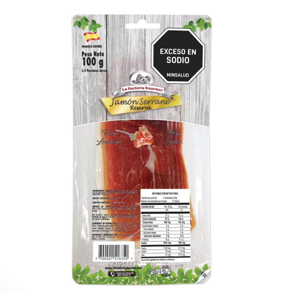 Jamón serrano LA FACTORIA GOURMET Reserva (100 gr)