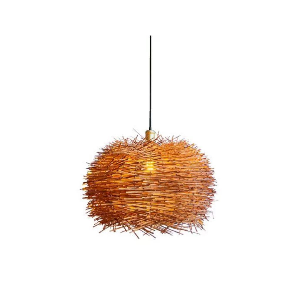 Lámpara Colgante Lt Gante En Mimbre Natural Diseño Moderno