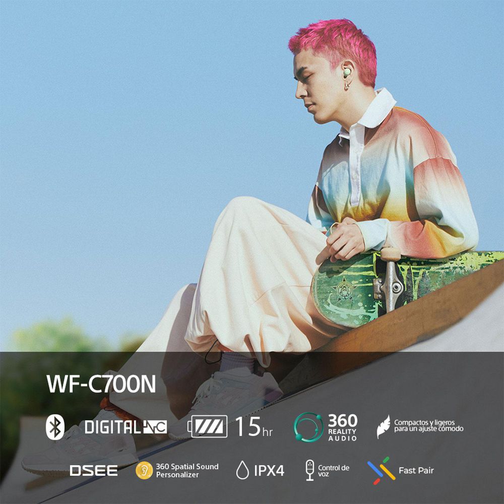 Audífonos Inalámbricos SONY Cancelacion de Ruido WFC700/B Negro img #2