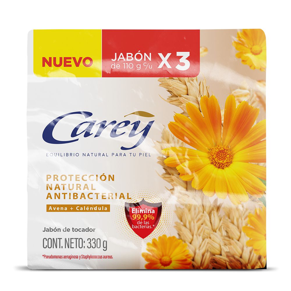 Jabón de tocador CAREY avena + caléndula x3und (330 gr)