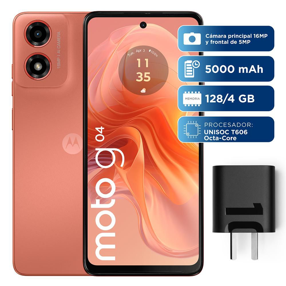 Celular MOTOROLA G04 128 GB 4 GB RAM Naranja
