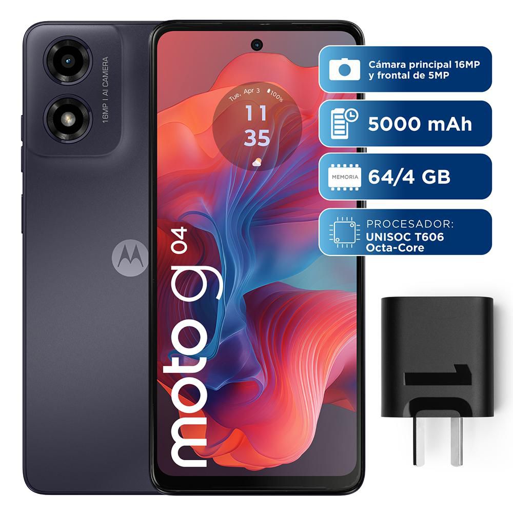 Celular MOTOROLA G04 64 GB 4 GB RAM Negro
