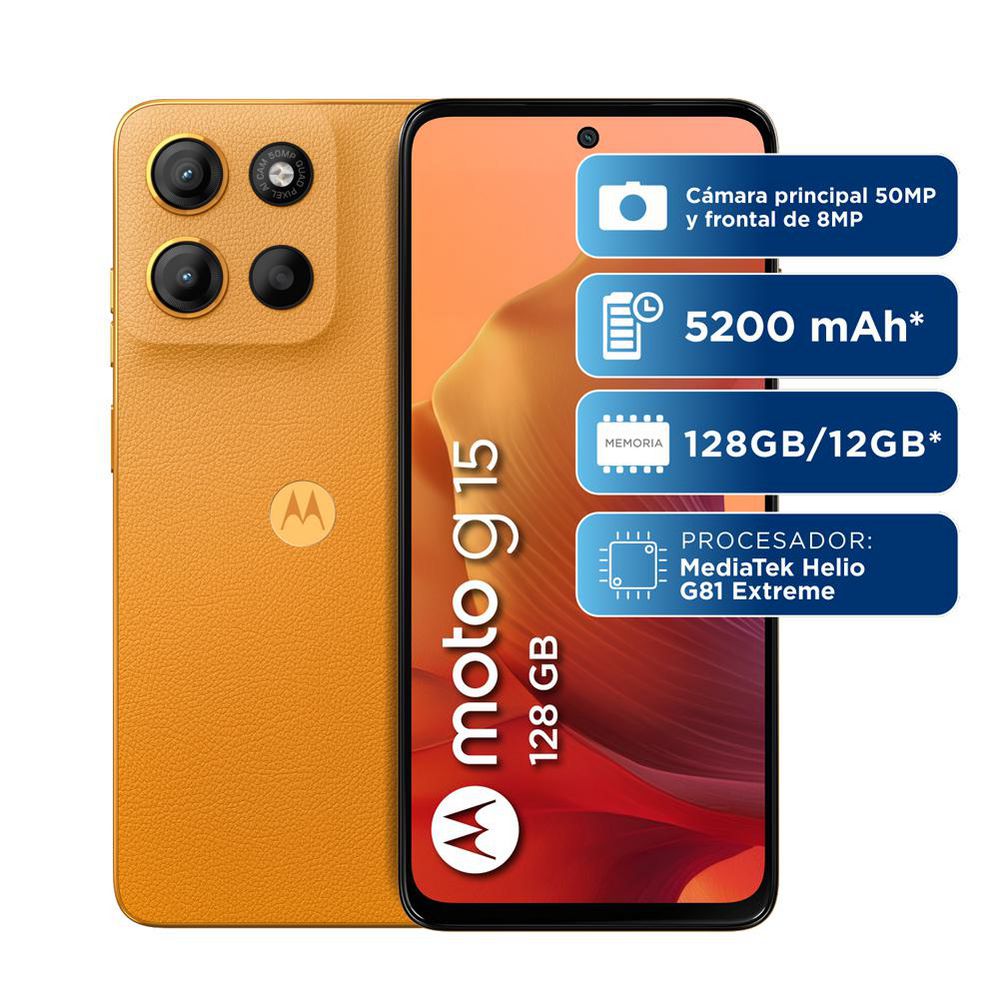 Celular MOTOROLA G15 128 GB 4 GB RAM Naranja