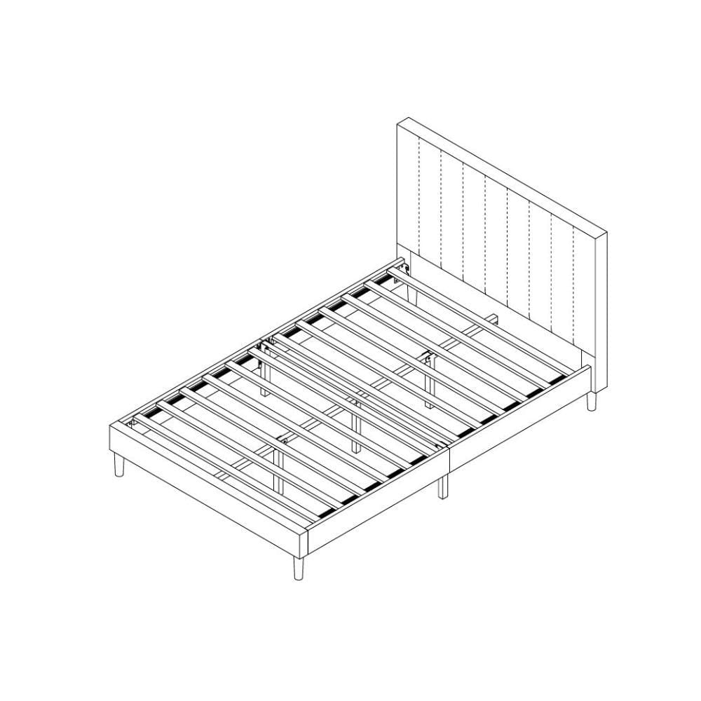 Cama Doble Lisa, Gris Claro, Madera Roble Tapizada img #3
